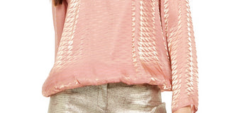 Top feminino Alfani Metallic Bubble Rosa Tamanho X-S