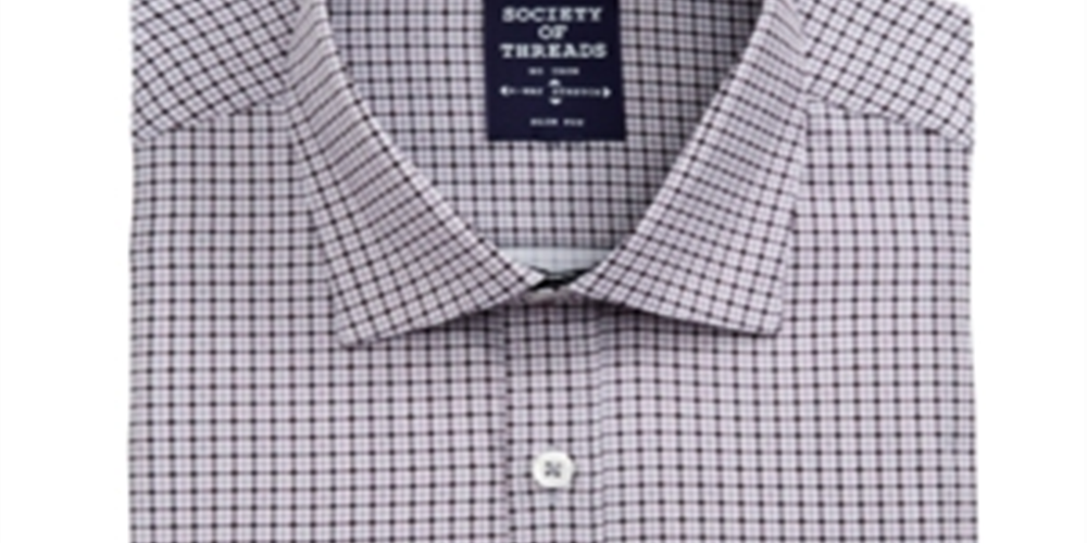 Camisa social masculina slim fit com gola xadrez da SOCIETY of THREADS, preta, tamanho GG17,5x34-35