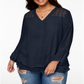 Blusa feminina plus size com bainha em camadas, azul, tamanho 2X, da Style &amp; Co