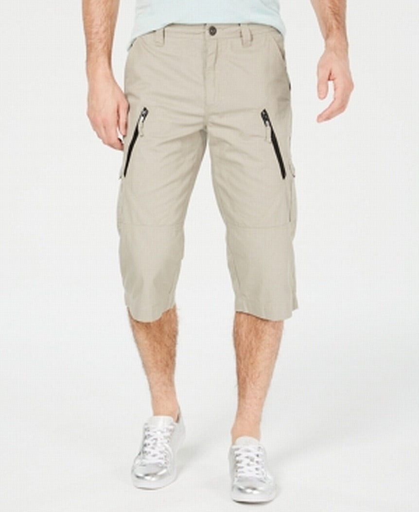 INC International Concepts Shorts cargo masculino Seashell de comprimento maior, marrom, tamanho 38