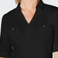 Karen Scott Top Feminino de Algodão Johnny-Collar Preto Tamanho P