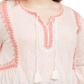 Blusa estilo camponesa feminina estilo &amp; co plus size crochê com acabamento em sino e listras brancas/rosa tamanho 0X