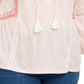 Blusa estilo camponesa feminina estilo &amp; co plus size crochê com acabamento em sino e listras brancas/rosa tamanho 0X
