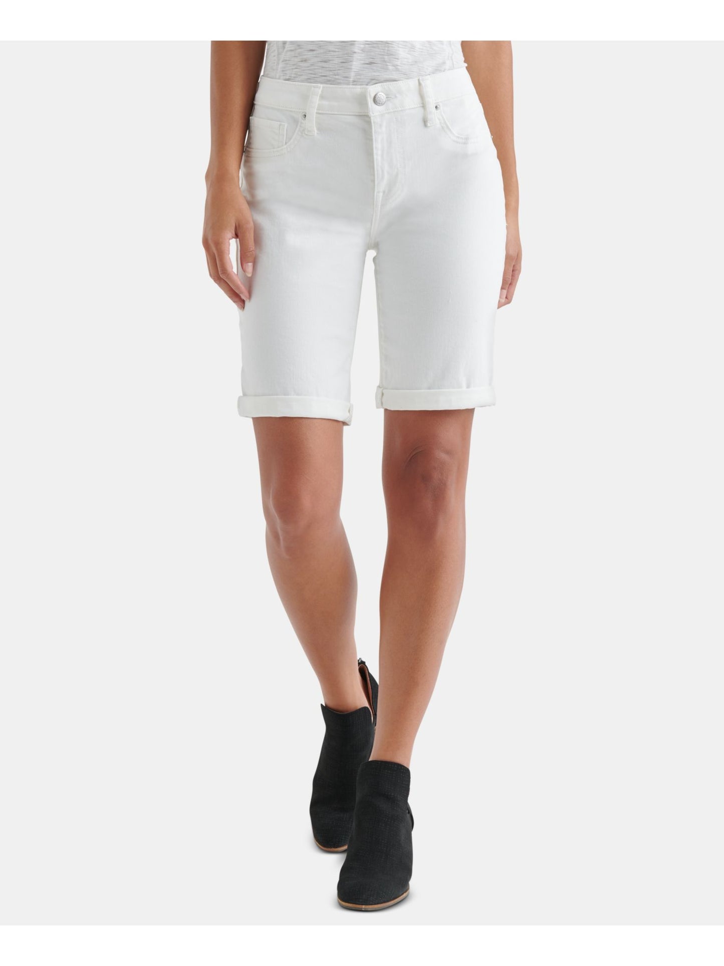 Shorts jeans feminino Lucky Brand com punho, branco, tamanho 29
