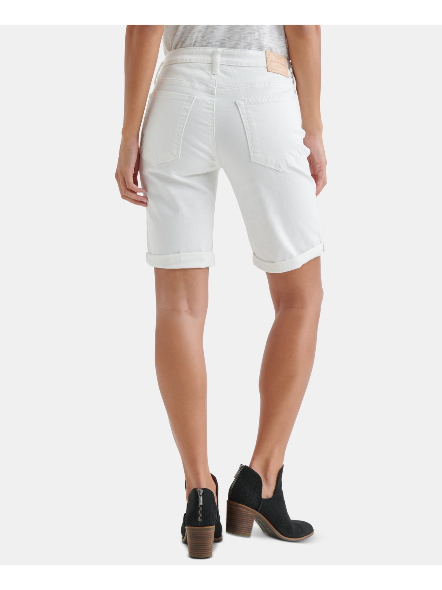 Shorts jeans feminino Lucky Brand com punho, branco, tamanho 29