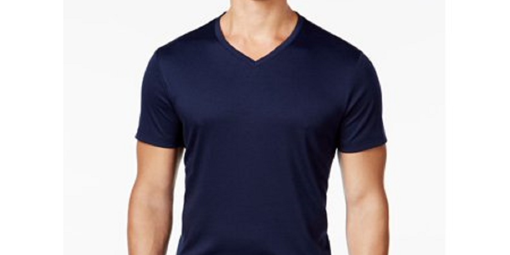 Camiseta masculina Alfani azul marinho manga curta ajuste clássico tamanho extragrande