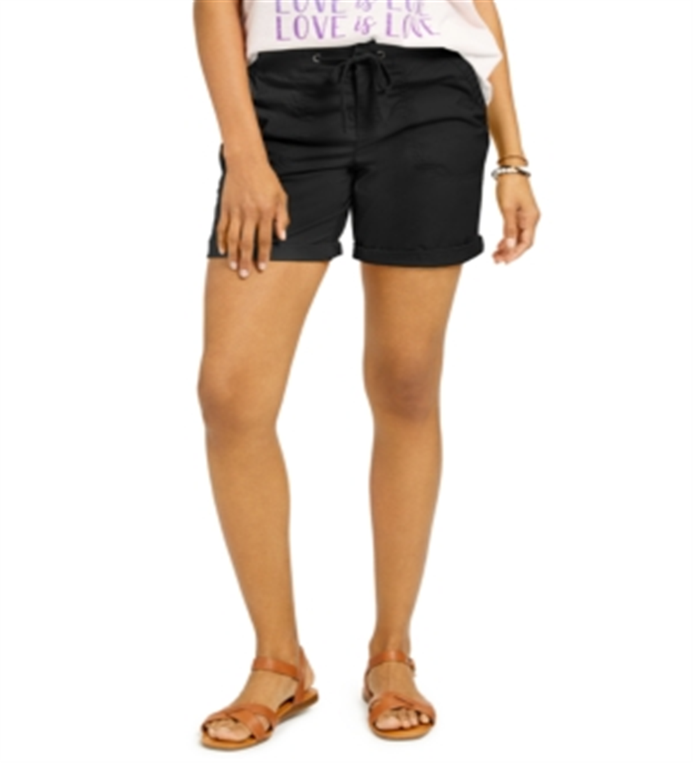Shorts de malha com cós alto feminino Style &amp; Co, preto, tamanho pequeno G