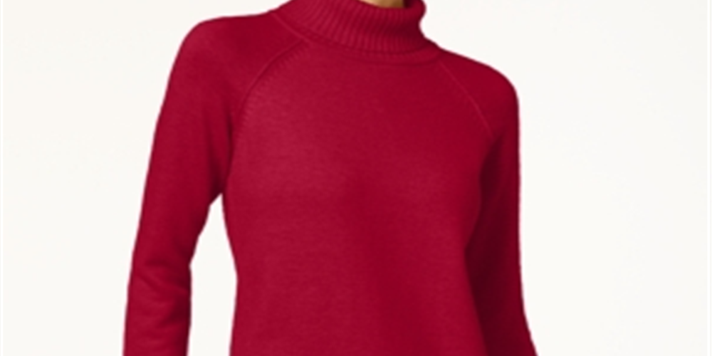 Karen Scott Suéter Feminino de Algodão com Gola Alta Vermelho Tamanho Pequeno P