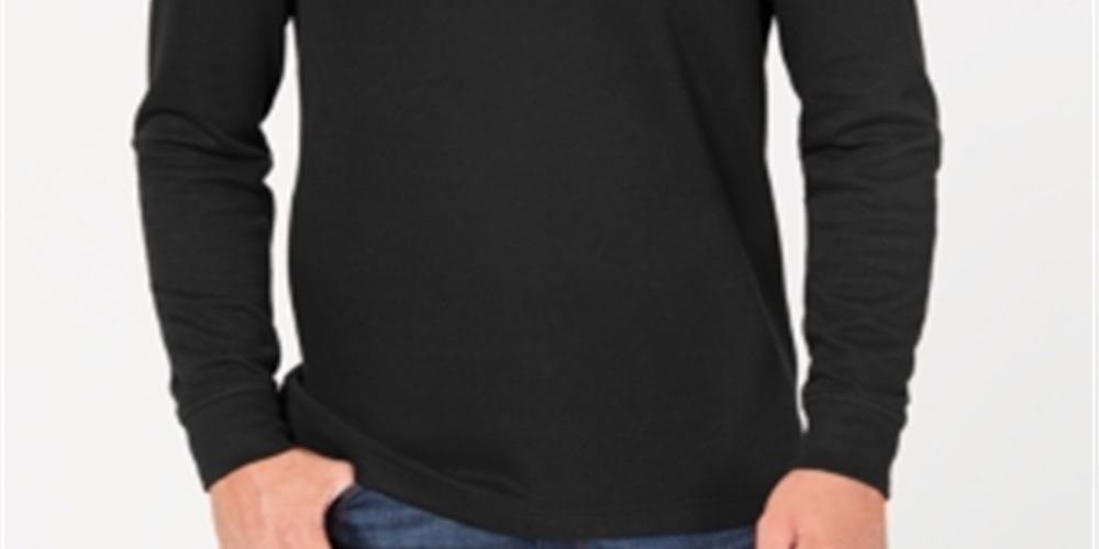 Suéter masculino Club Room com zíper de um quarto e canelado francês, preto, tamanho GG