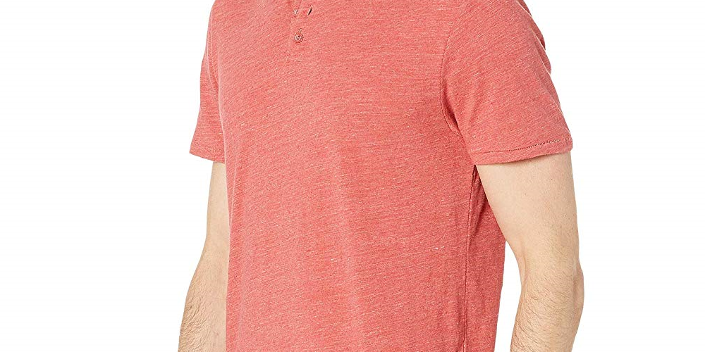Camiseta masculina de linho Henley da Lucky Brand, vermelha, tamanho grande