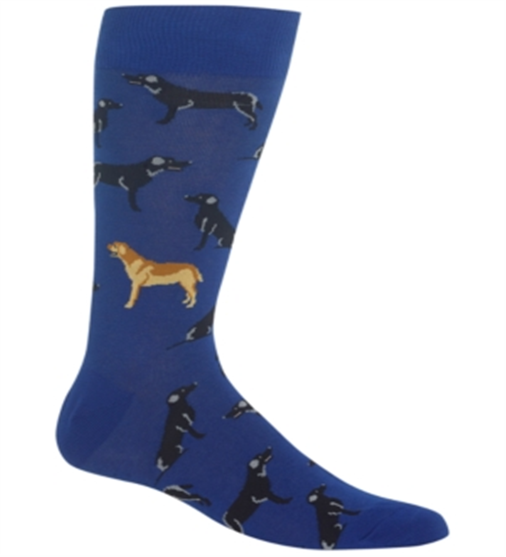 Meias masculinas Hot Sox Labrador Novelty Crew azuis tamanho 10-13