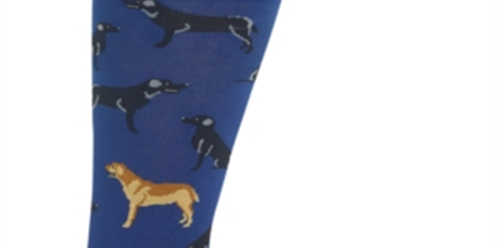 Meias masculinas Hot Sox Labrador Novelty Crew azuis tamanho 10-13