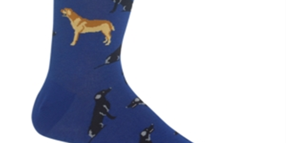 Meias masculinas Hot Sox Labrador Novelty Crew azuis tamanho 10-13