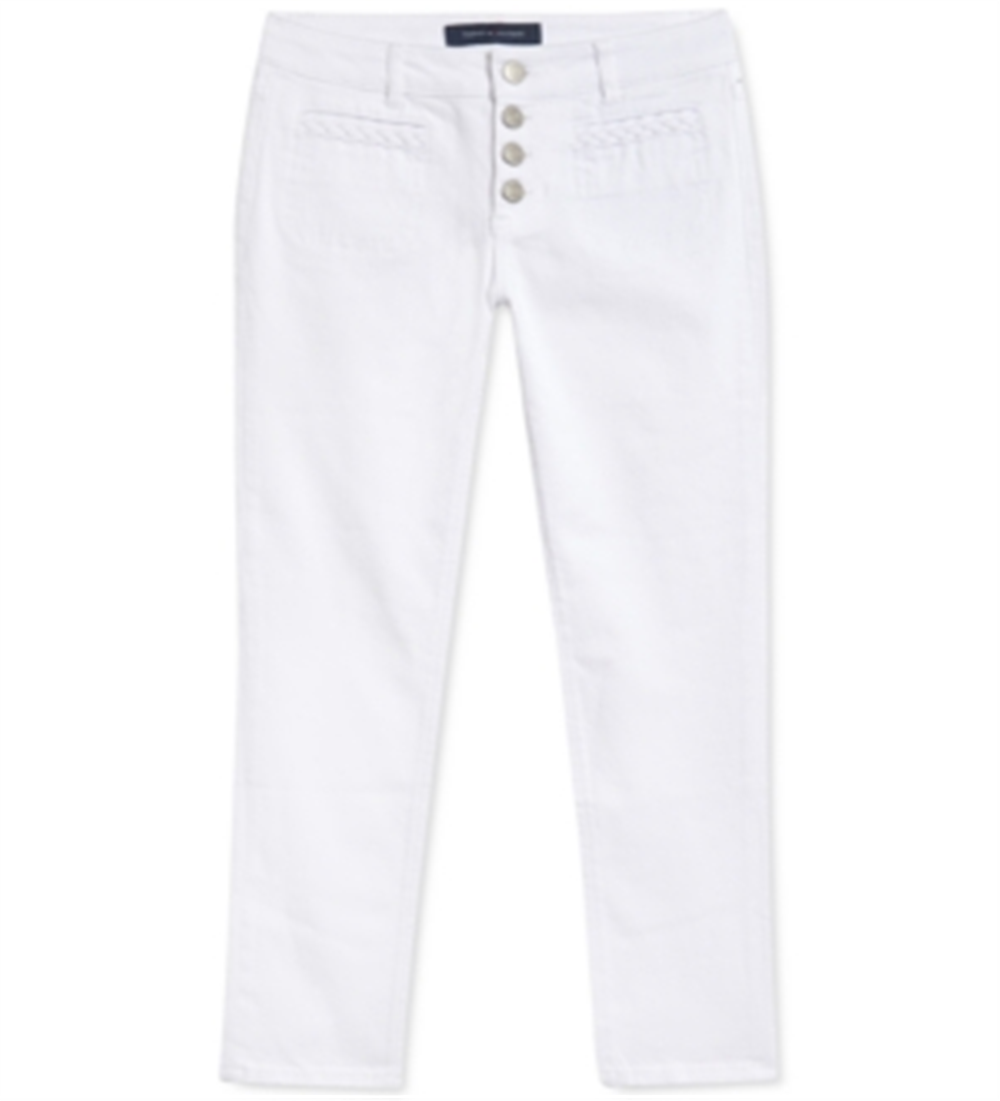 Calça jeans Tommy Hilfiger Big Girl's Button Fly, branca, tamanho 10