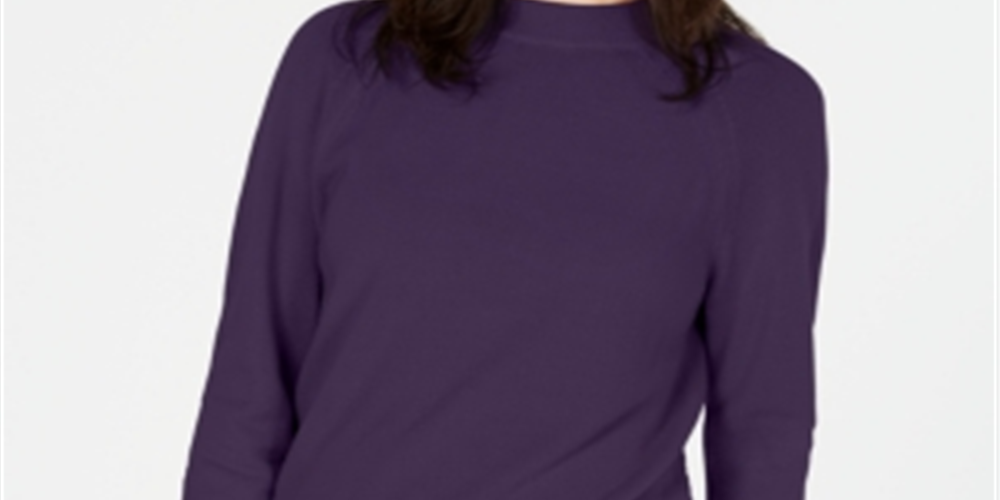 Karen Scott Suéter Feminino com Zíper nas Costas e Gola Simulada Roxo Tamanho XS