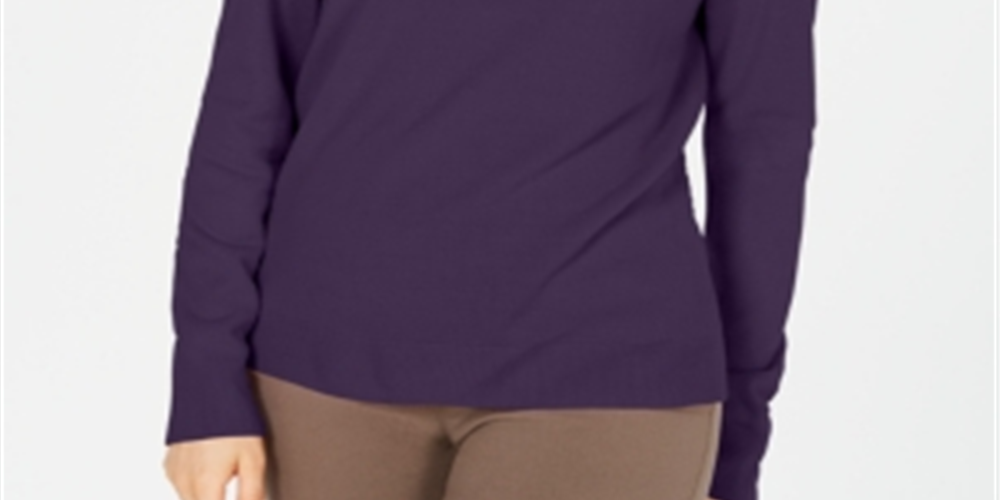 Karen Scott Suéter Feminino com Zíper nas Costas e Gola Simulada Roxo Tamanho XS