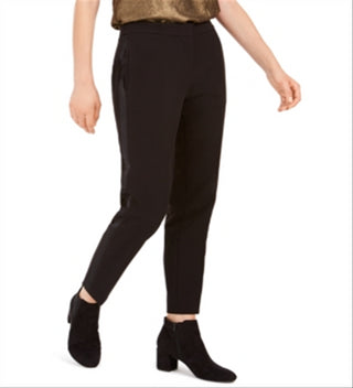 Calças de smoking femininas Bar III, de cetim, listradas, retas, pretas, tamanho 0