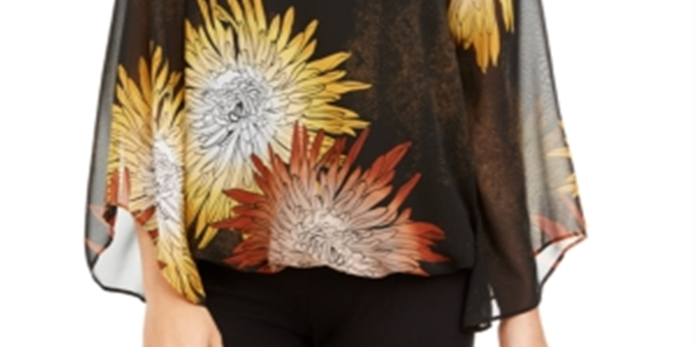 Blusa feminina Alfani com manga bufante, mostarda, tamanho pequeno, P/M