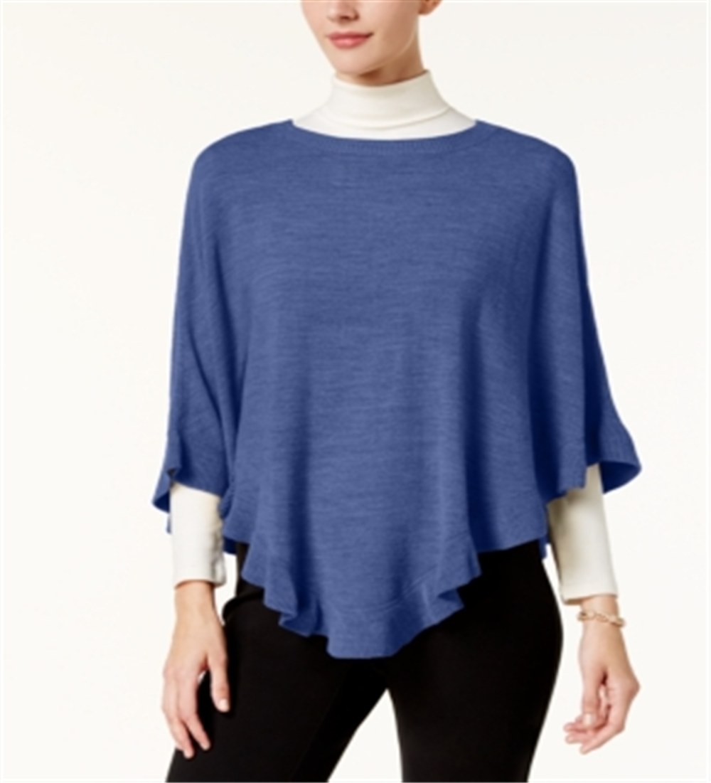 Poncho assimétrico com babados Karen Scott feminino, azul, jeans, tamanho P/M