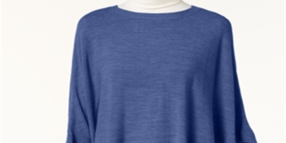 Poncho assimétrico com babados Karen Scott feminino, azul, jeans, tamanho P/M