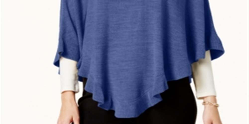 Poncho assimétrico com babados Karen Scott feminino, azul, jeans, tamanho P/M