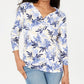 Camisa Henley Estampada Feminina Karen Scott Azul Tamanho Pequeno