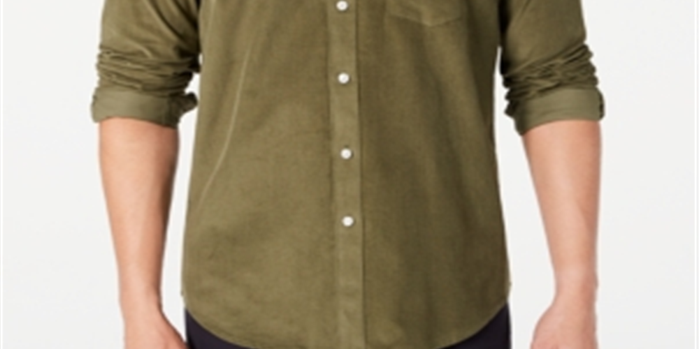 Camisa social masculina com gola clássica Club Room, verde, tamanho pequeno