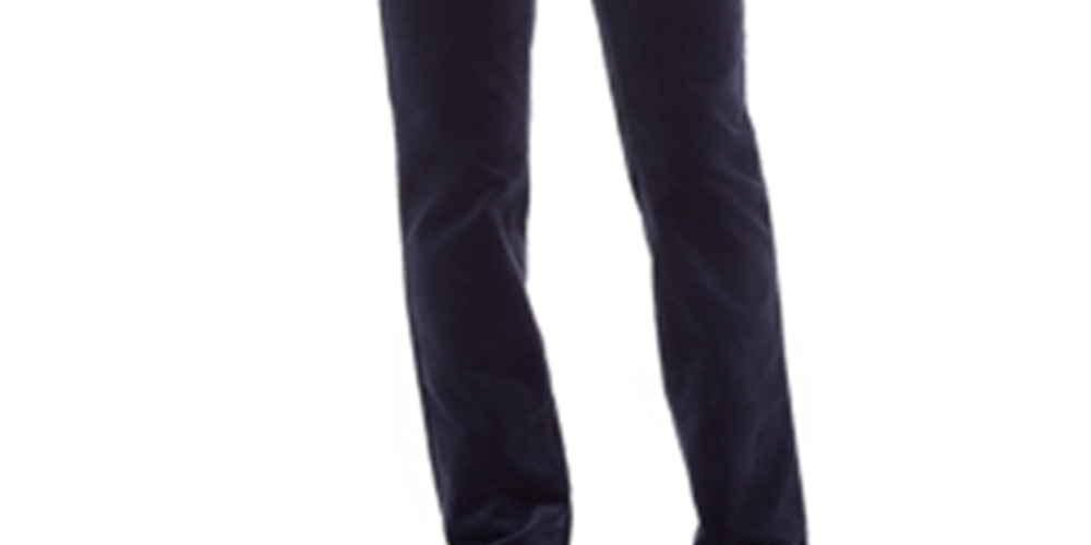 Calça de veludo cotelê feminina Lexington com perna reta, azul, tamanho 4, pequena