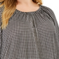 Top feminino plus size micro xadrez camponês Michael Kors, preto, tamanho 3X