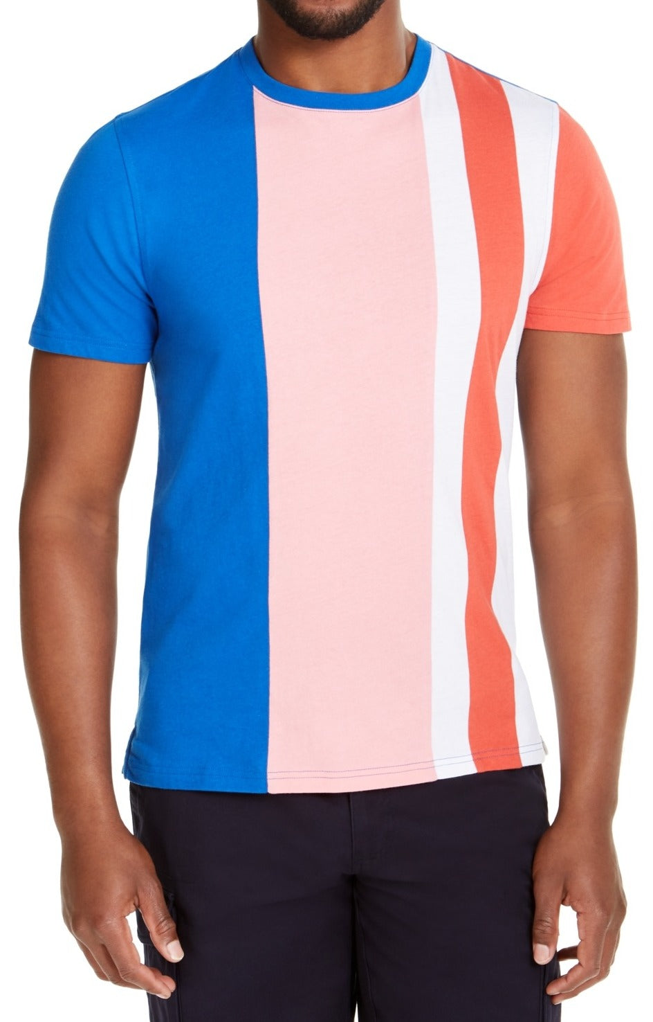 Camiseta listrada com blocos de cores masculina Club Room, rosa, tamanho P