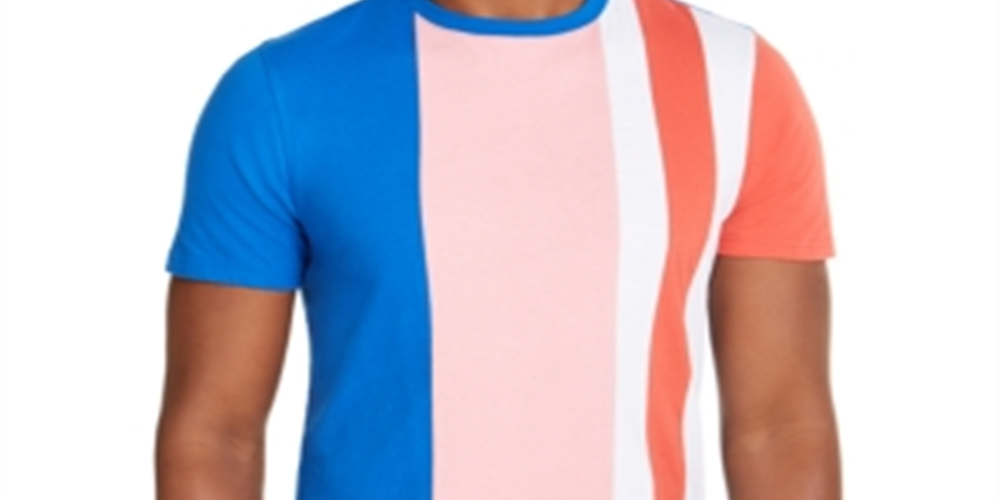 Camiseta listrada com blocos de cores masculina Club Room, rosa, tamanho P