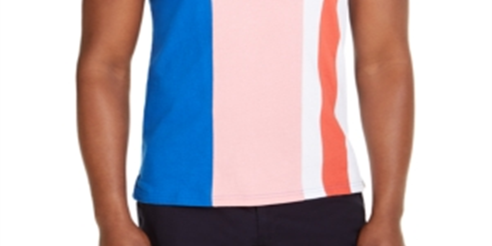 Camiseta listrada com blocos de cores masculina Club Room, rosa, tamanho P