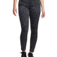 Calça skinny estampada feminina True Religion, preta, tamanho 28