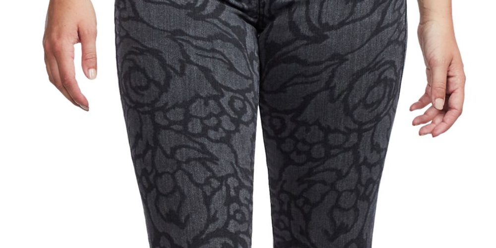 Calça skinny estampada feminina True Religion, preta, tamanho 28