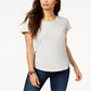 Camiseta feminina de algodão com mangas curtas Style &amp; Co, cinza, tamanho médio