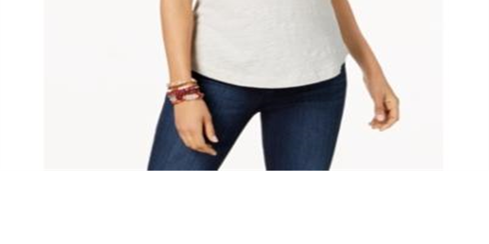 Camiseta feminina de algodão com mangas curtas Style &amp; Co, cinza, tamanho médio