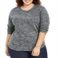 Karen Scott Plus Marled Microfleece Top Feminino Cinza Tamanho 4X
