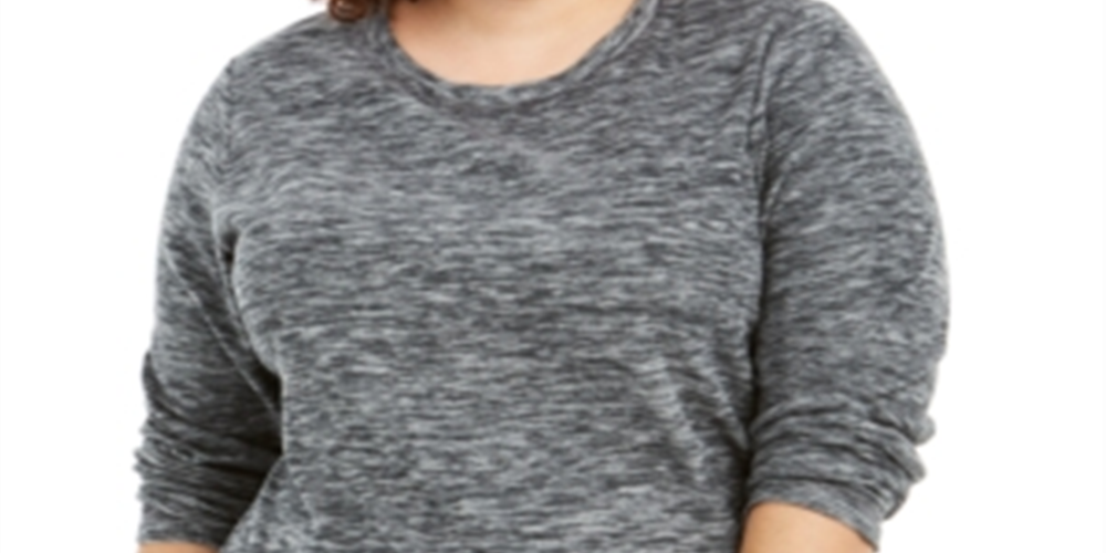 Karen Scott Plus Marled Microfleece Top Feminino Cinza Tamanho 4X