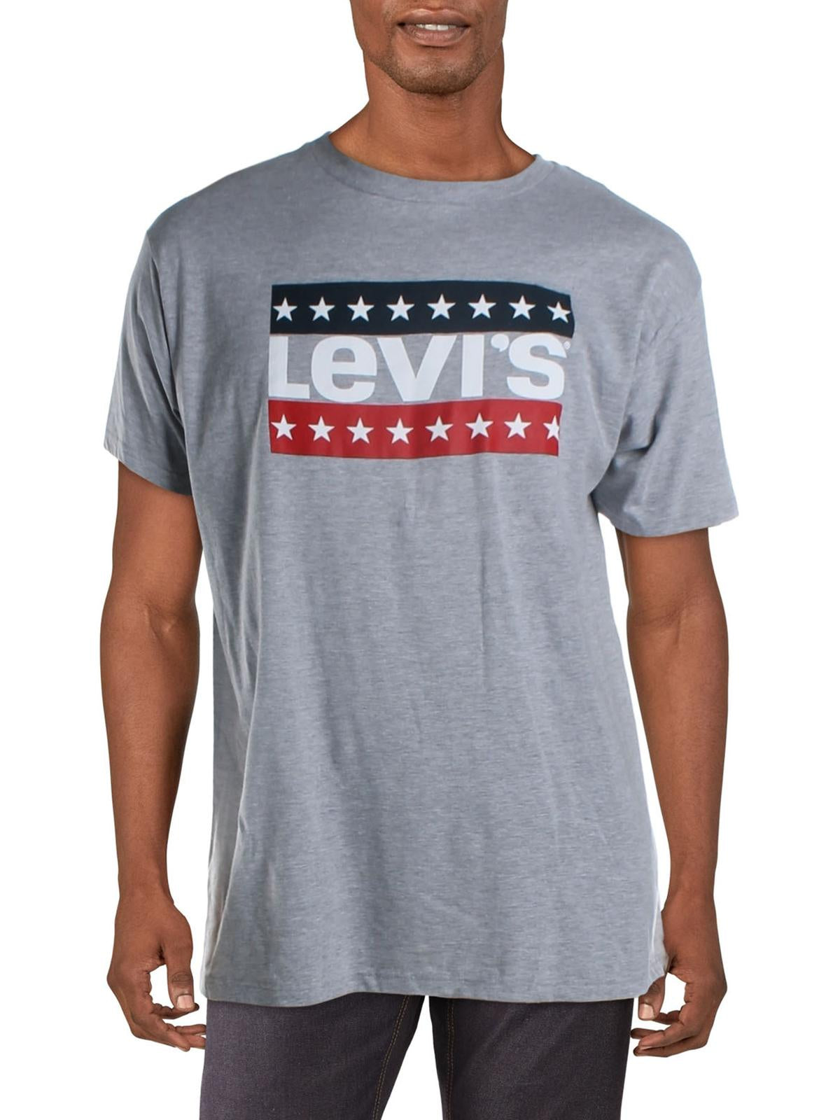 Camiseta Levi's Masculina com Estampa e Logotipo, Gola Redonda Cinza, Tamanho X-G