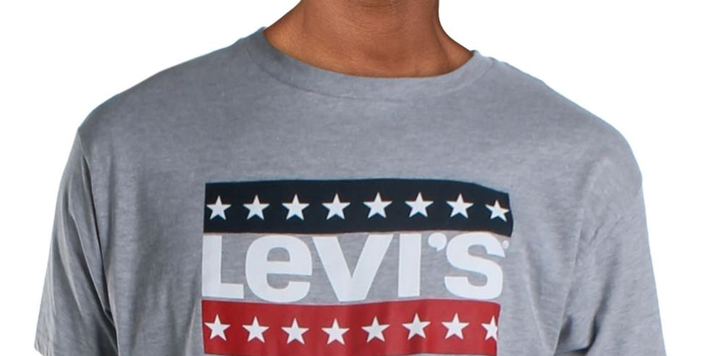 Camiseta Levi's Masculina com Estampa e Logotipo, Gola Redonda Cinza, Tamanho X-G