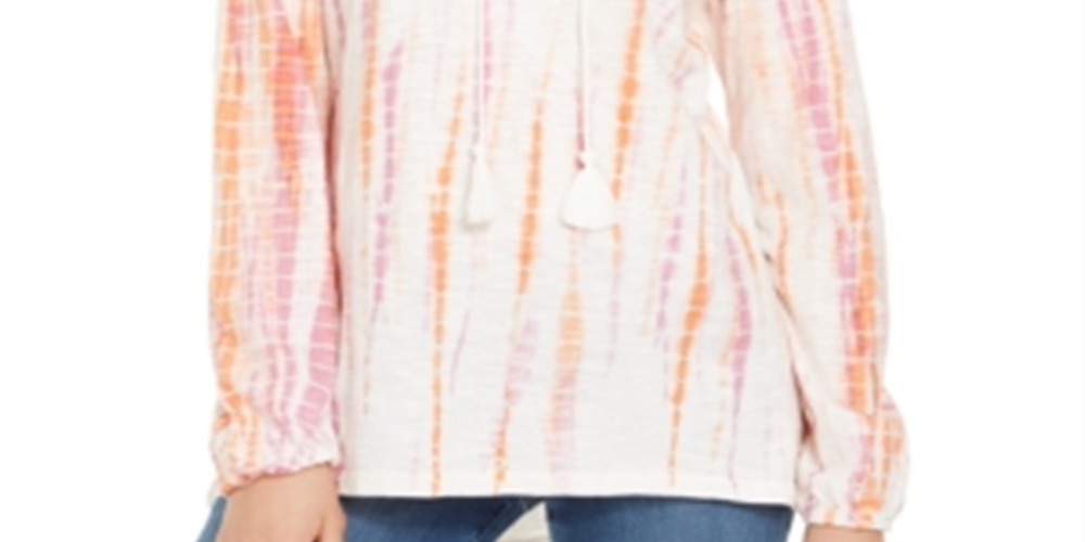 Blusa estilo camponesa tie-dye feminina estilo &amp; co rosa tamanho médio