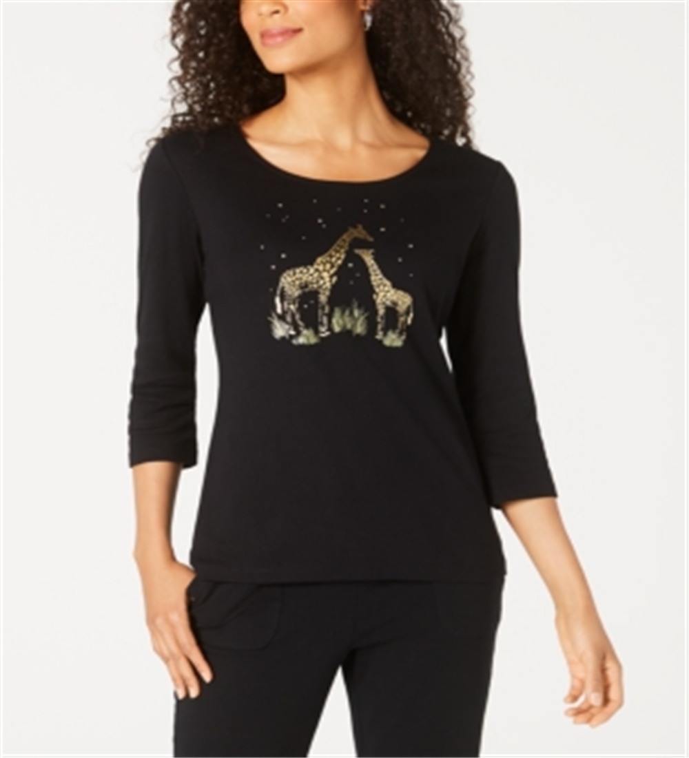 Karen Scott Top Girafa Feminino Preto Tamanho Pequeno GG