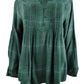 Blusa plissada xadrez feminina Style &amp; Co, verde, tamanho pequeno P