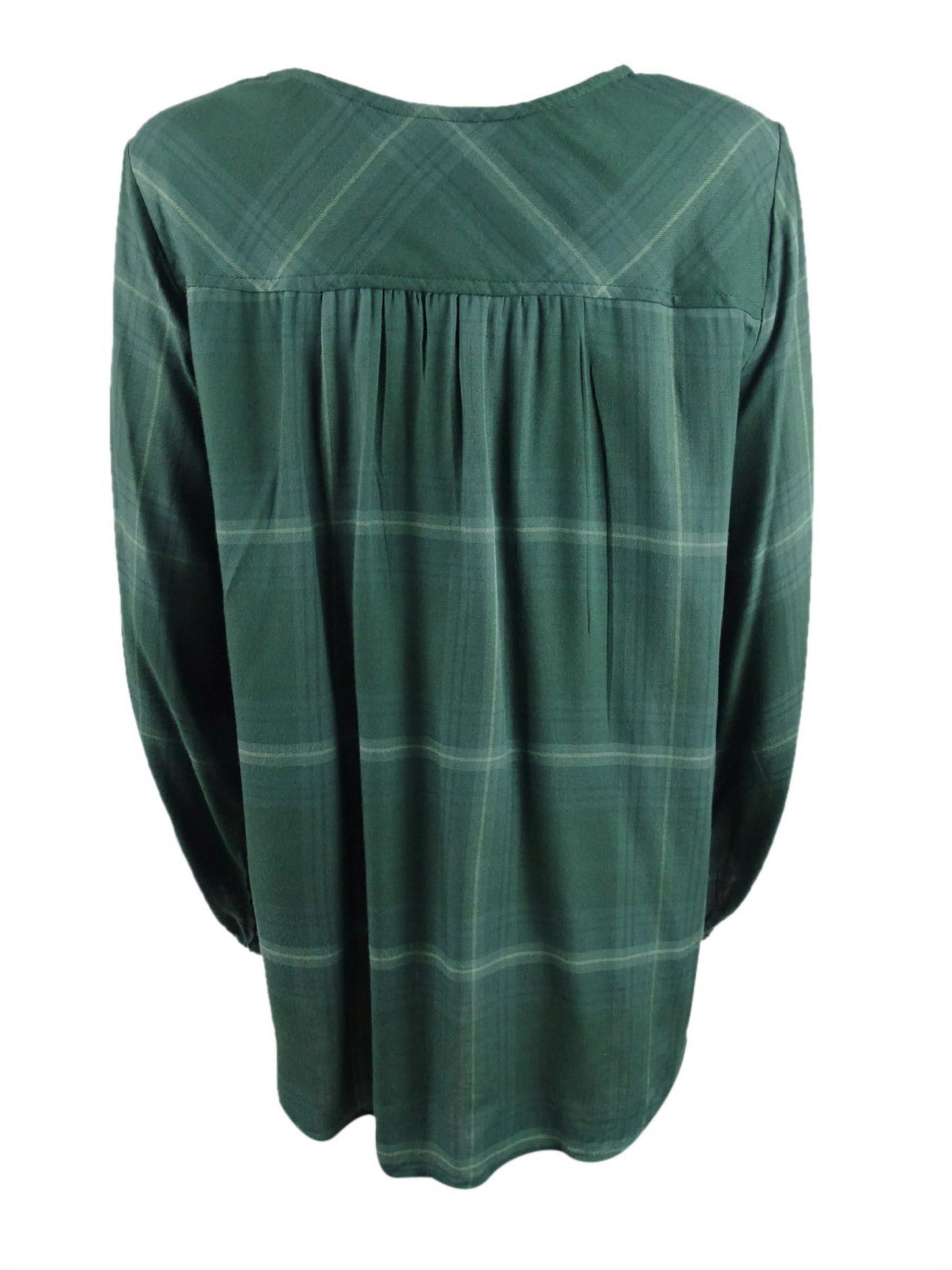 Blusa plissada xadrez feminina Style &amp; Co, verde, tamanho pequeno P