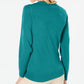 Blusa feminina Karen Scott lisa, manga comprida, gola redonda, verde oceano, tamanho médio