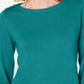 Blusa feminina Karen Scott lisa, manga comprida, gola redonda, verde oceano, tamanho médio