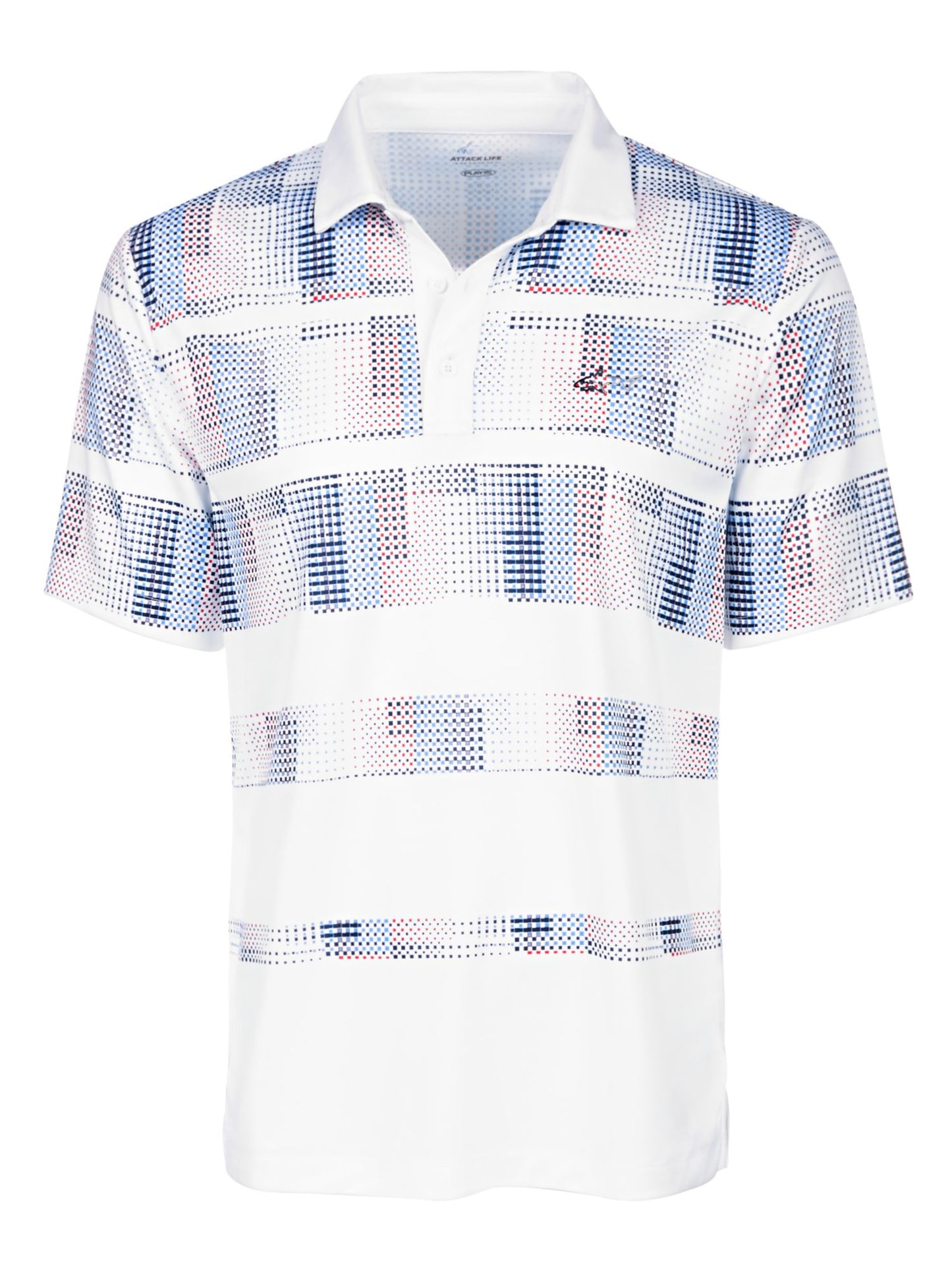Camiseta polo masculina Attack Life Stanton Pixel Stripe Performance, branca, tamanho pequeno