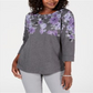 Moletom feminino esportivo com estampa floral Karen Scott cinza, tamanho M