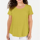 Top feminino com decote redondo da coleção JM, amarelo, tamanho G