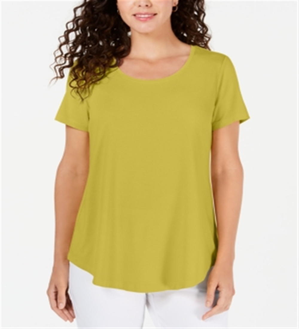 Top feminino com decote redondo da coleção JM, amarelo, tamanho G
